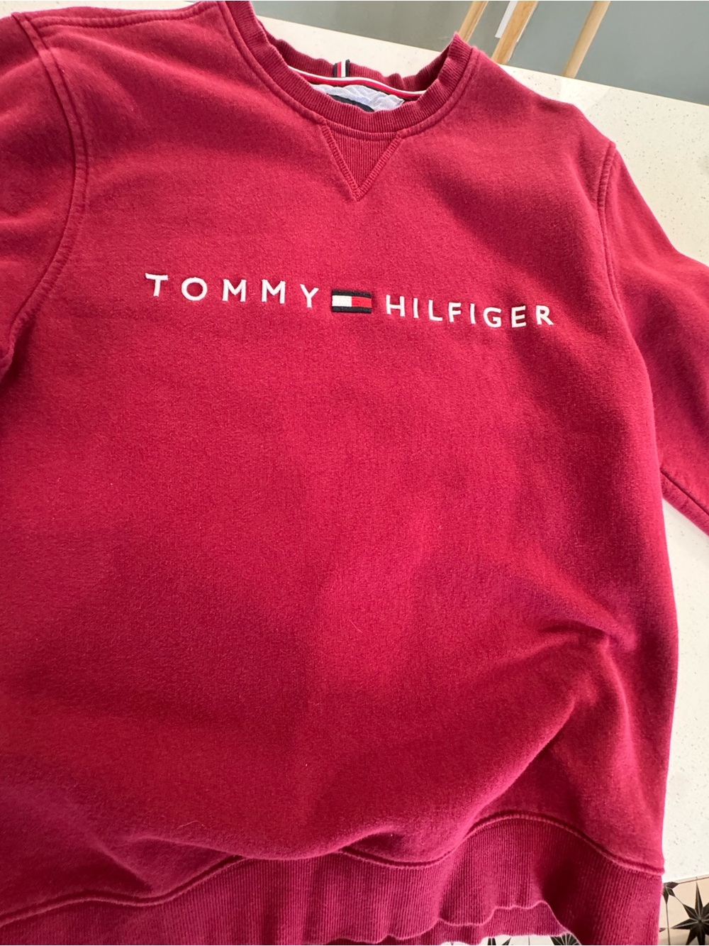 Tommy Hilfiger Deep Red Logo Crewneck Sweatshirt